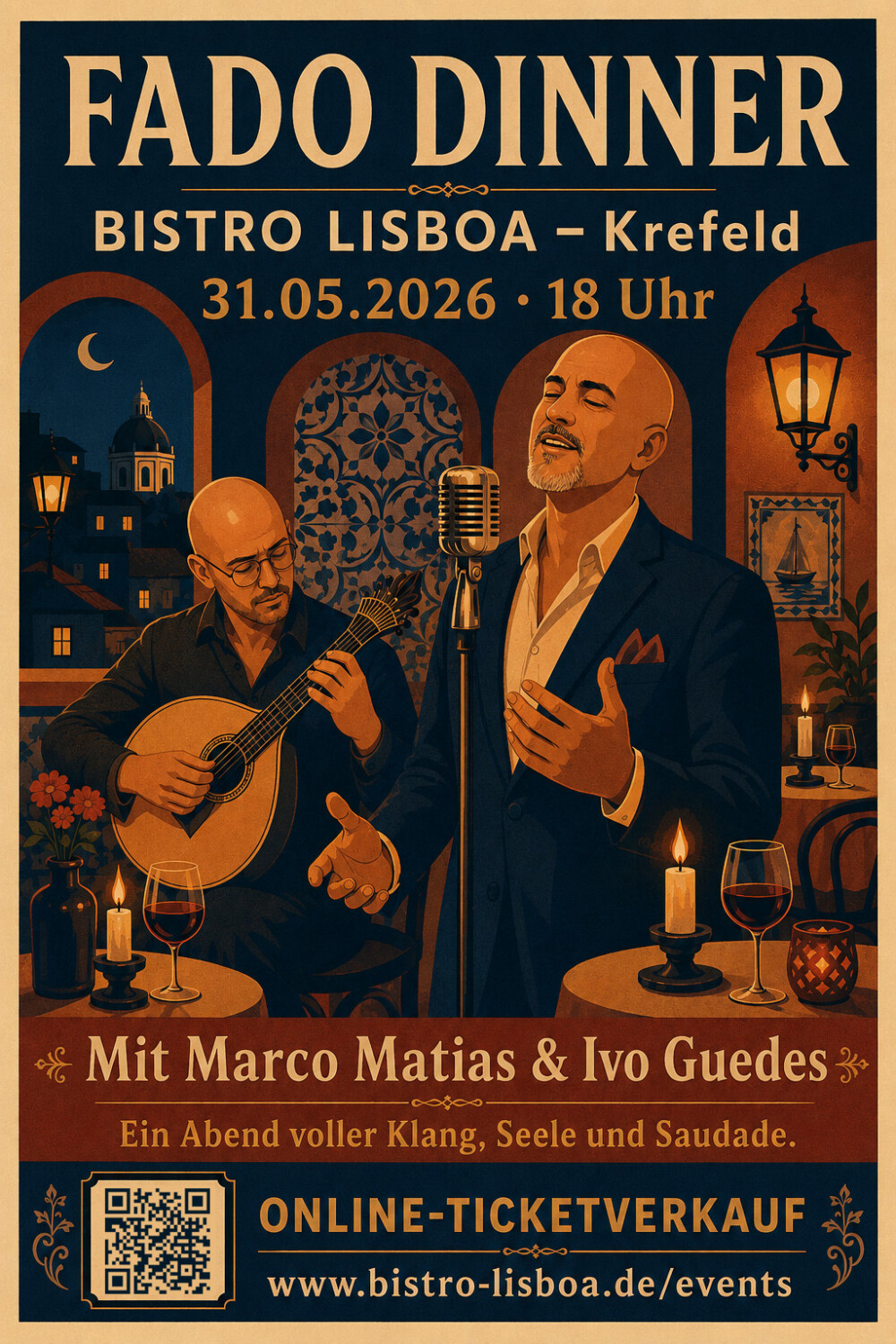 Ticket: Fado Dinner | 31.05.2026 | 17:30 Uhr (Einlass)